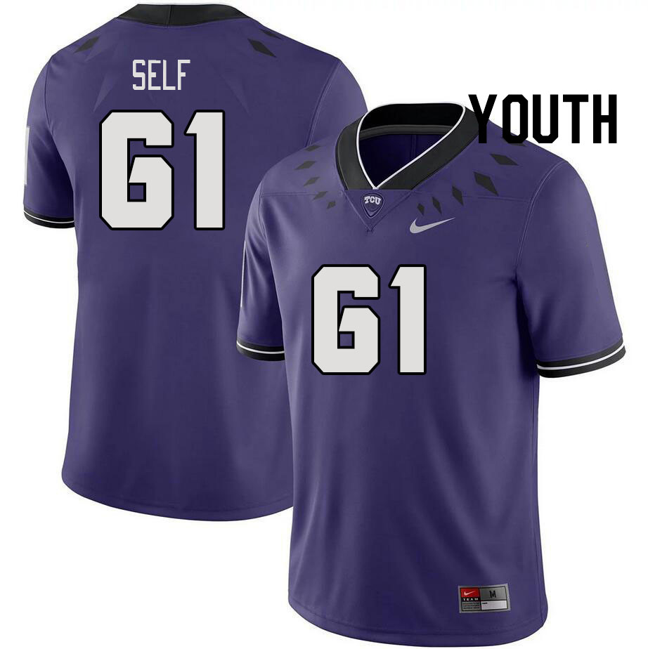 Youth #61 Riley Self TCU Horned Frogs 2023 College Footbal Jerseys Stitched-Purple - Click Image to Close